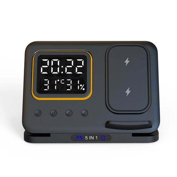Cargador Inalambrico 15W Stand 5 In1 LED Digital Alarm Clock Fast Charging Dock Station - Image 8