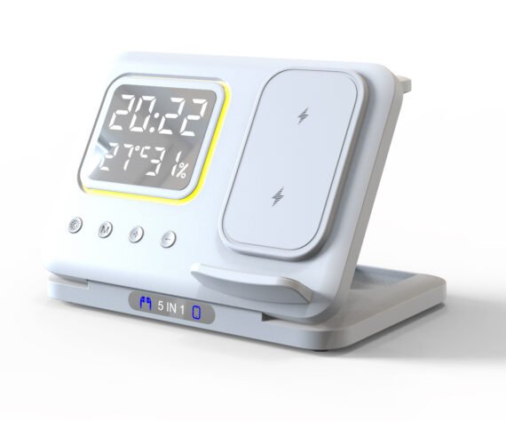 Cargador Inalambrico 15W Stand 5 In1 LED Digital Alarm Clock Fast Charging Dock Station - Image 10